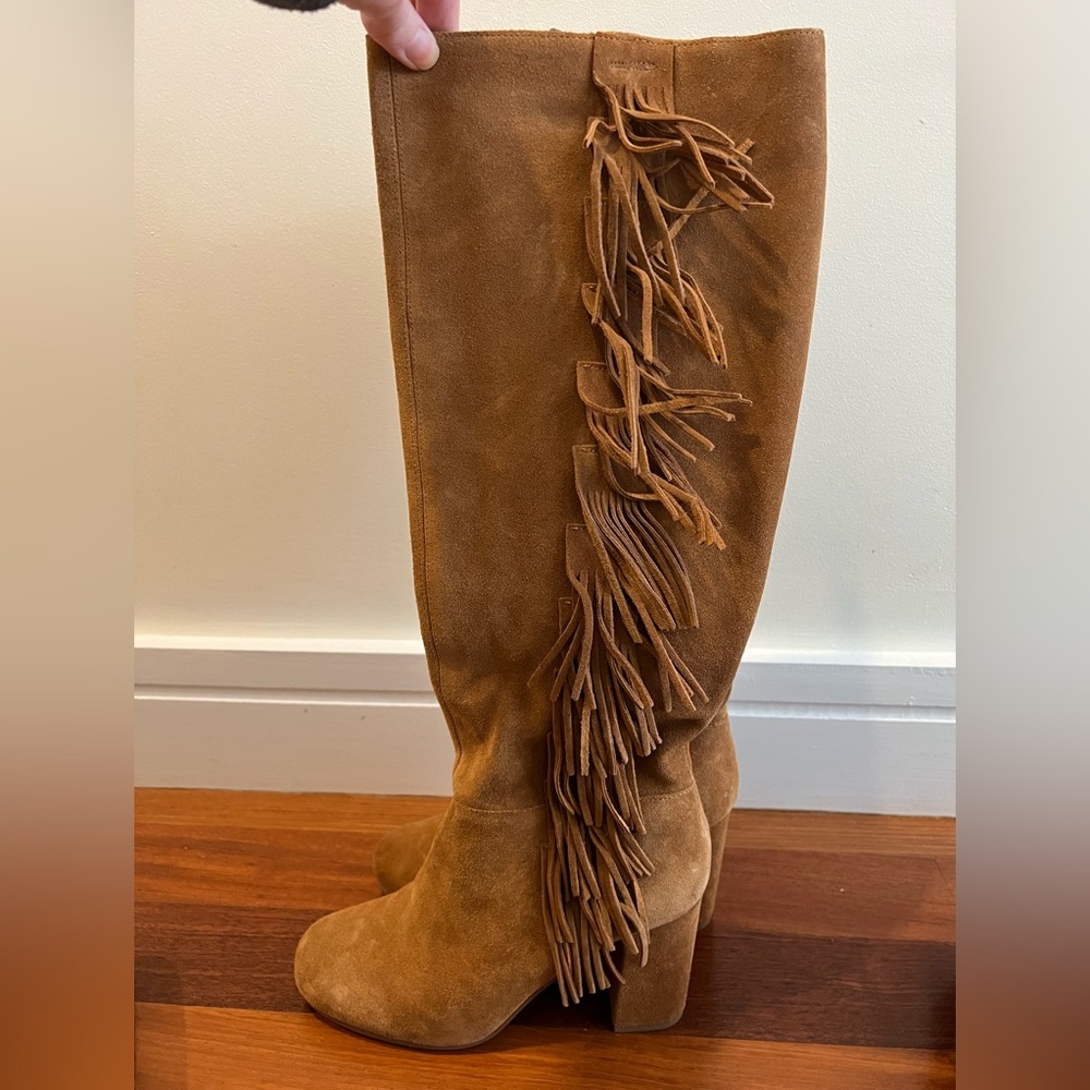 River Island western fringe tall shaft boot